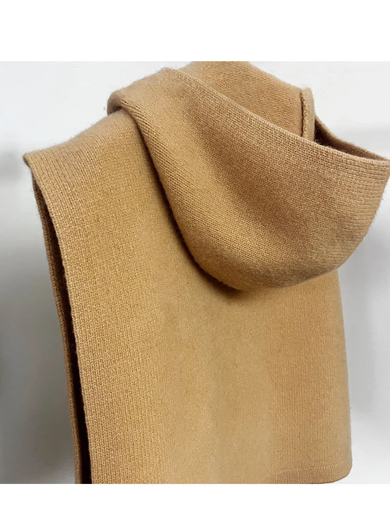 Sciarpa scaldacollo con cappuccio in lana marina Scialle con cappuccio a collo alto con snood lavorato a maglia da donna 2