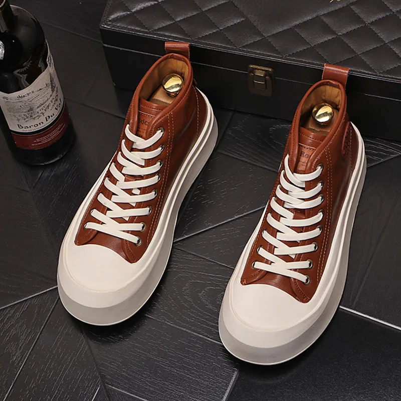 Inverno nuova moda uomo top alti piattaforma stringata scarpe da tavola Casual appartamenti moda maschile scarpe da ginnastica da passeggio stivaletti 4