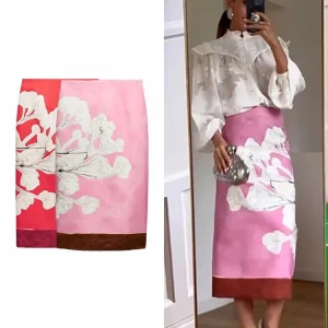 Donna Elegante stile cinese Stampa floreale Gonna A-line Cerniera a vita alta Fessura Cerniera anca vacanza Gonna bustier donna 1