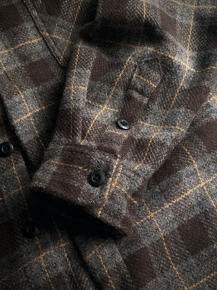 Camicie scozzesi di alta qualità moda coreana autunno inverno per uomo Vintage taglie forti abbigliamento uomo streetwear cappotto a maniche lunghe allentato 5