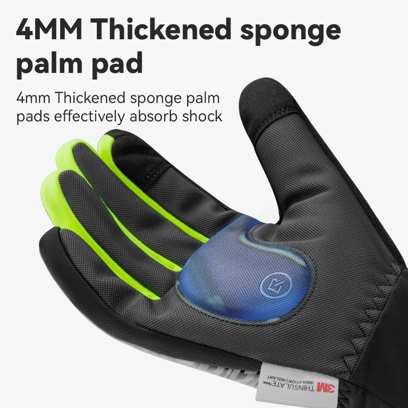Guanti da ciclismo ROCKBROS Guanti antivento resistenti all'usura antiscivolo Guanti da bici riflettenti per equitazione all'aperto Mantieni caldo il touch screen 4