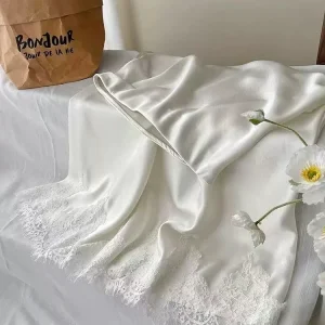 Elegante gonna a sirena stile francese da donna in raso di pizzo patchwork a vita alta gonna lunga a linea per abbigliamento da ufficio primavera estate 1