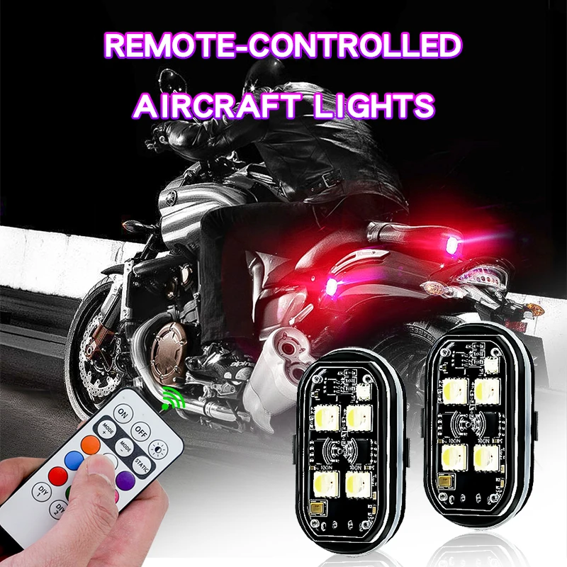 2/4 pezzi telecomando senza fili luce stroboscopica a LED per auto moto bici drone scooter lampada di avvertimento anticollisione flash 4
