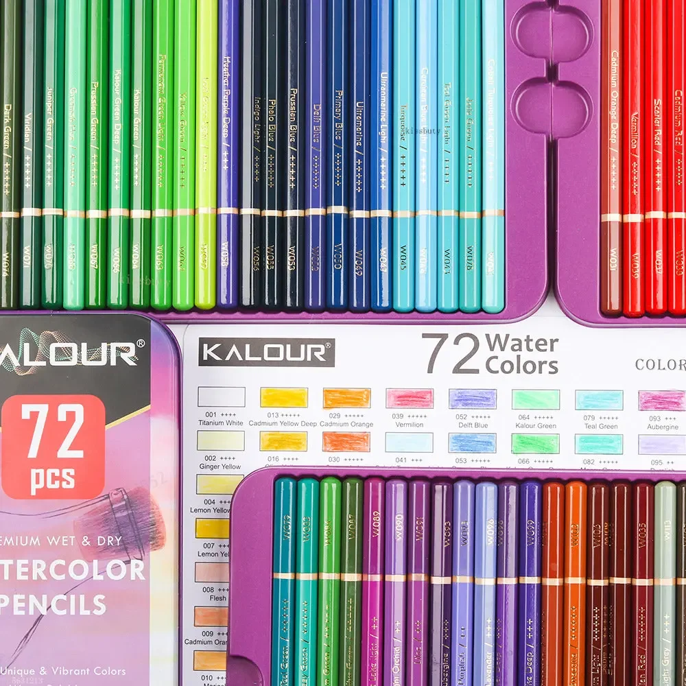 72 matite per acquerello Premium Soft Core con libri illustrati da colorare Matita colorata professionale solubile in acqua per materiali artistici 5