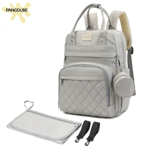PANGDUBE Mamma Papà Zaino con Fasciatoi Borsa per Ciuccio Ganci per Passeggino Borsa per Mamma Maternità per Accessori per Bambini Borsa per Pannolini 1