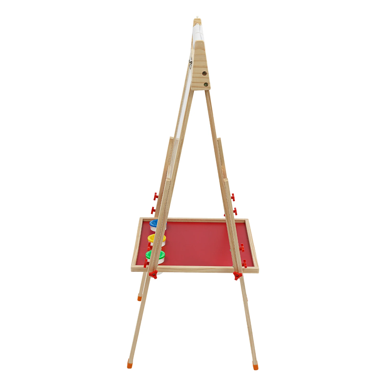Cavalletto artistico bifacciale con gesso, gomma da tavola, altezza regolabile 85-144 cm, da utilizzare nelle asilo, le camerette dei bambini, colore legno 5