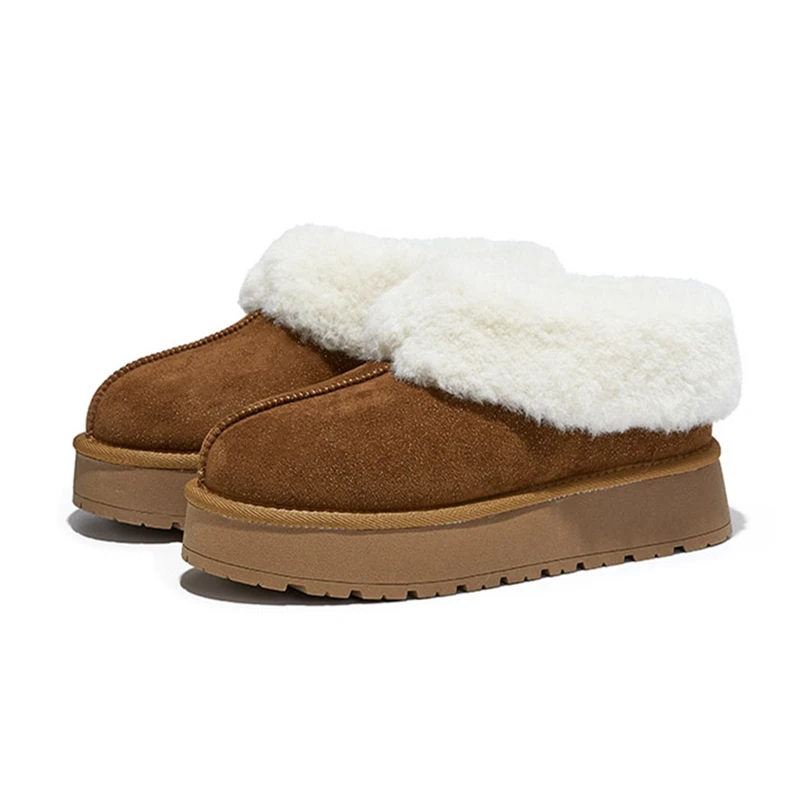 2025 nuovi stivali da neve da donna punta grande stivali invernali da donna corti peluche piatto per il calore scarpe imbottite in cotone femminile 3