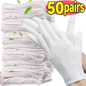 Guanti da lavoro bianchi in morbido cotone per la movimentazione di mani asciutte Guanti SPA Guanti cerimoniali ad alta elasticità Strumenti per la pulizia della casa 1