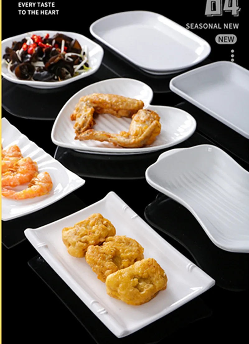 Piatti creativi in melamina bianca Vassoi per pasti dell'hotel Snack Barbecue Piatti da portata per frutta Piatto base per la cena per la decorazione della tavola 5