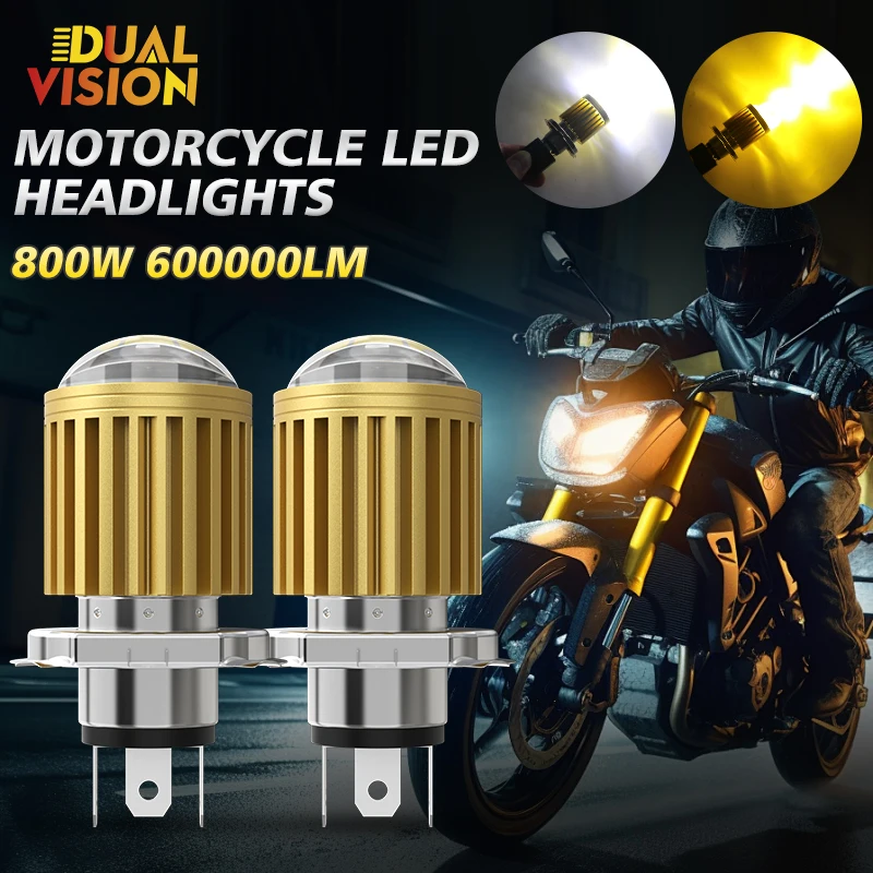 Universale H4 Led Moto Faro A LED Lente CSP ATV Scooter Lampada di Guida Dual Color Hi Lo Fascio Fendinebbia Accessori Moto 12V 1