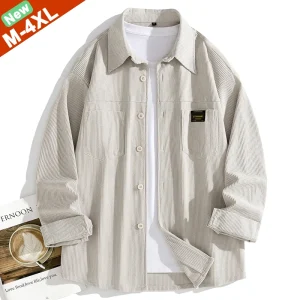 Camicie addensate Camicie da uomo Camicie di velluto a coste autunnali maschili Abbigliamento invernale Gioventù Buona qualità Giappone Corea Giacca moda Cappotto capispalla 1