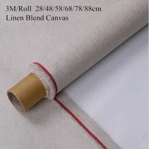 Tela vuota preparata in misto lino da 3 m/rotolo per la pittura su tela per pittura a olio con strato di alta qualità, larghezza 28/38/48/58/68/78/88 cm 1