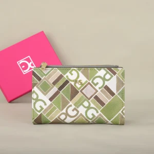 Portafoglio da donna PG Portafoglio da donna in materiale PVC con motivo a colori con lettera alla moda Portafoglio da donna classico retrò lungo 1