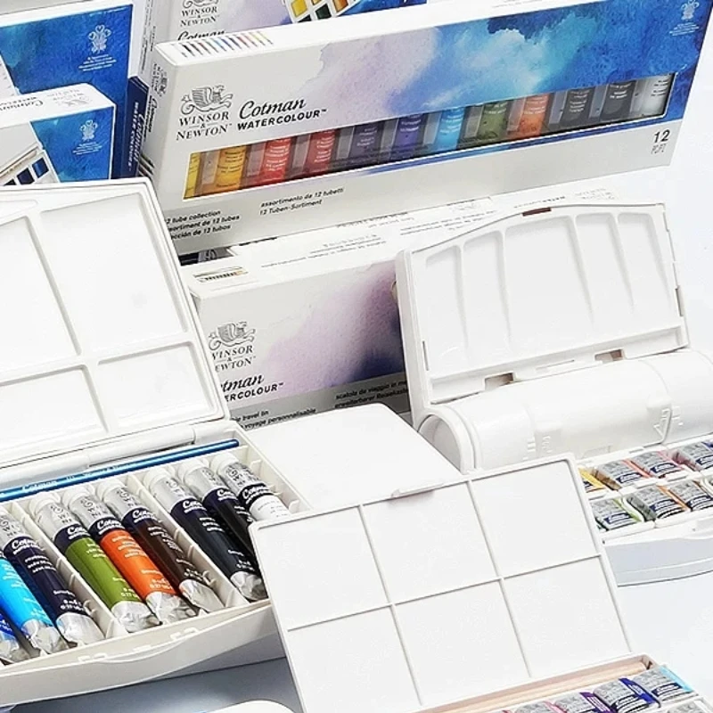 Winsor & Newton Cotman Set di colori ad acquerello solido Tasca da viaggio Mezza Acuarela Tubo di vernice Cotman Pittura ad acquerello Rifornimenti d'arte 3