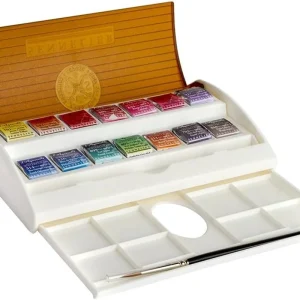 Sennelier - Set da viaggio per acquerello - 14 mezze tazze in scatola di plastica 1