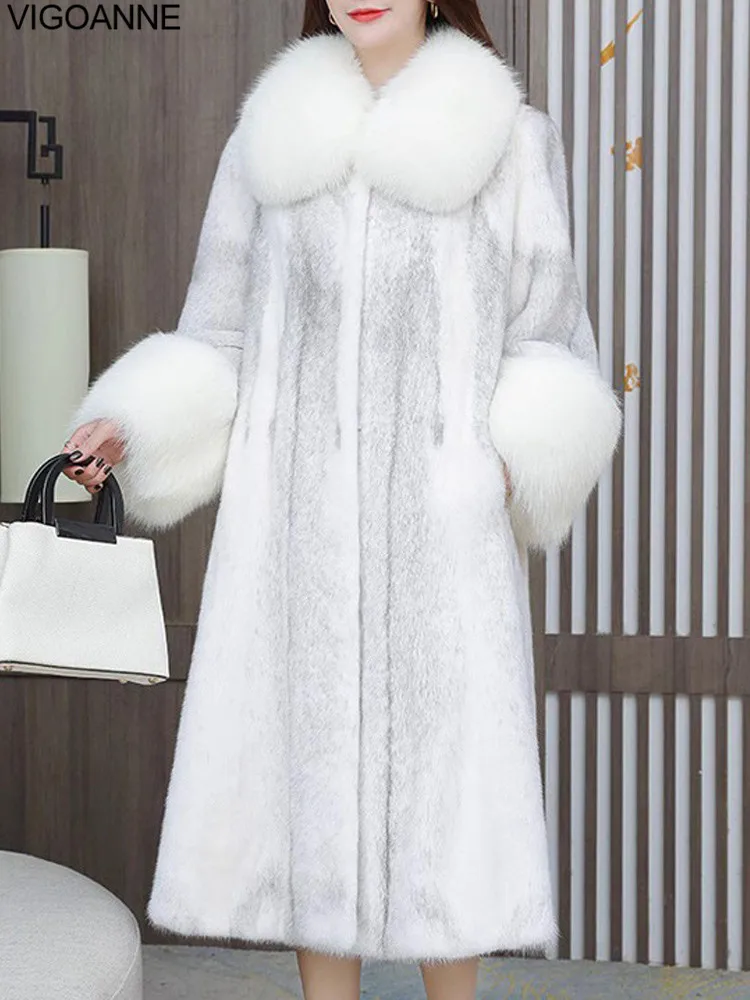 VigoAnne 2025 Donna Inverno Casual Lungo Cappotto di Pelliccia Sintetica Femminile Manica Lunga Giacca di Peluche Della Signora Spessa Pelliccia Finta Caldo Soffice Outwear 1
