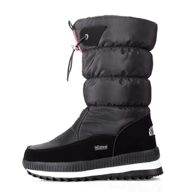Stivali da neve da donna spessi invernali Stivali caldi a metà polpaccio in peluche Stivali da neve con piattaforma impermeabile antiscivolo Scarpe bianche femminili casual 5