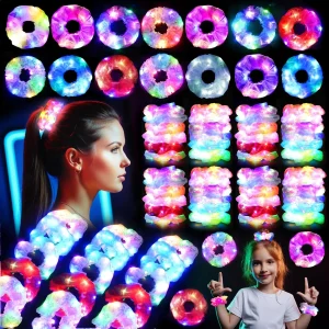 Elastici per capelli luminosi a LED alla moda illuminano la fascia per capelli scrunchy incandescente per le ragazze Accessori per capelli con corda per capelli lampeggiante 1
