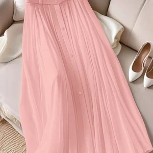 ZANZEA Moda Gonne Lunghe Donna Autunno Elastico Wais Jupes Casual Pieghettato Faldas Saia 2025 Elegante Colore Solido Partito Maxi Fondo 1