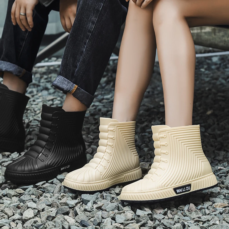 Scarpe impermeabili versatili casual a canna corta Uomo Donna Foderate con pile Calore antiscivolo Stivali da pioggia all'aperto resistenti all'usura 6