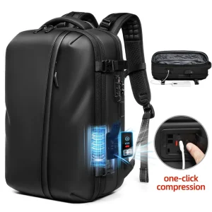 Zaino da viaggio da uomo Pompa di avvio con un clic compressione sottovuoto Zaino per laptop da 17 pollici Zaino da scuola esteso da 60 litri per escursionismo 1