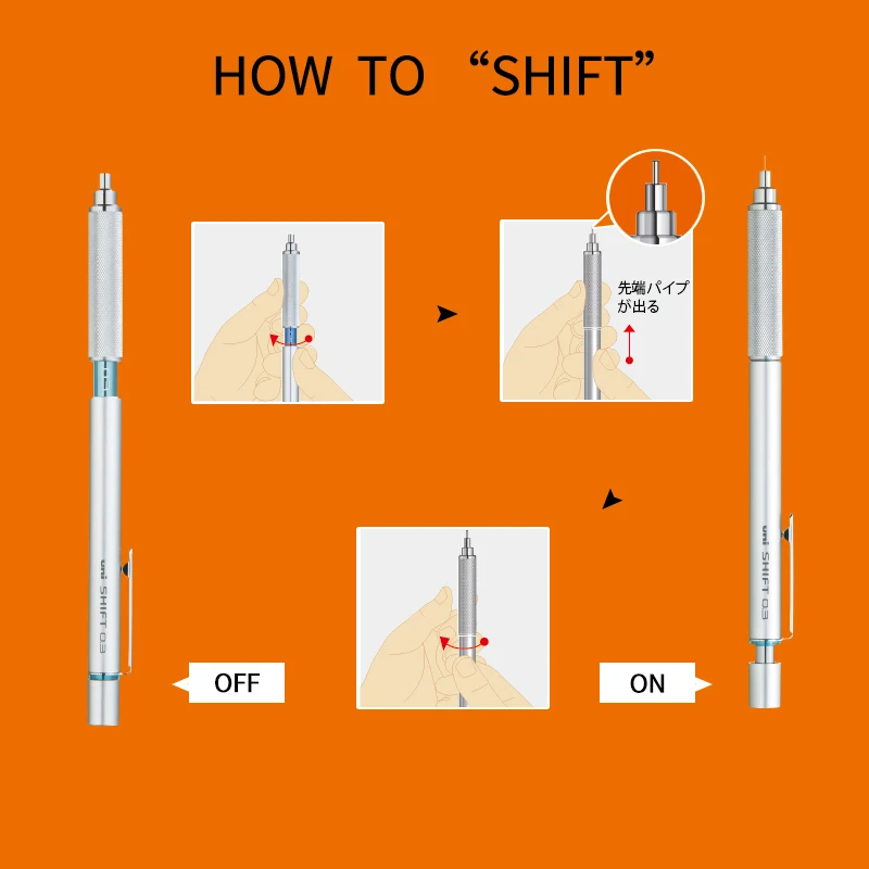 Uni Matita meccanica M51010 SHIFT Disegno in metallo lapiseira professionale 0,3/0,5/0,7/0,9 mm Materiale basso centro di gravità scolastico 5