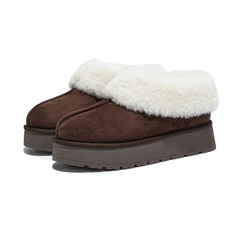 2025 nuovi stivali da neve da donna punta grande stivali invernali da donna corti peluche piatto per il calore scarpe imbottite in cotone femminile 2