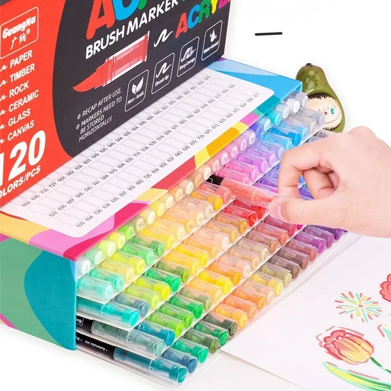 Pennarelli per vernice acrilica Pennarelli con punta a pennello per pittura su roccia Legno Tela Pietra Regalo di Natale Artigianato fai-da-te 4