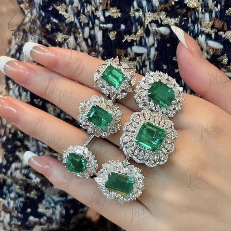 ptx Gioielli Personalizzati Oro 18K/14K/10K/9K e Anelli/Collane/Orecchini in Argento S925 Coltivazione in Laboratorio Personalizzazione Colombia/Smeraldo Zombiano 2