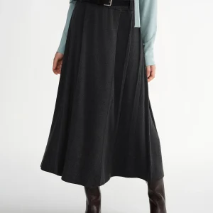 DUSHU Gonna a pieghe in maglia da donna taglie forti Vita alta Elegante A-Line Lunghezza midi Elastico Comfort Autunno 2025 Casual Slim Fit 1