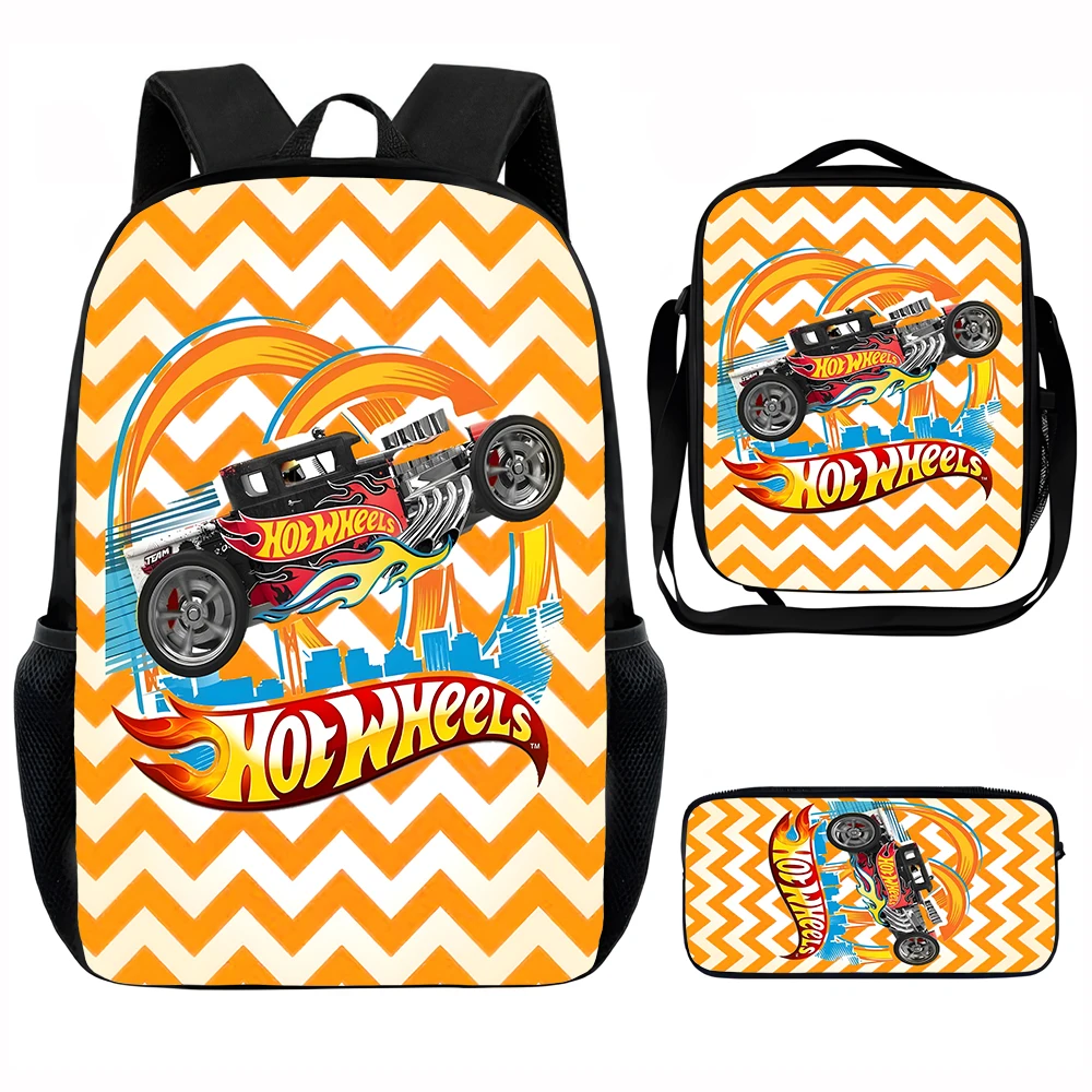 Zaino scolastico per bambini H-hot W-wheels con borse per il pranzo, borse per matite, borse scolastiche per ragazzi e ragazze, miglior regalo 1