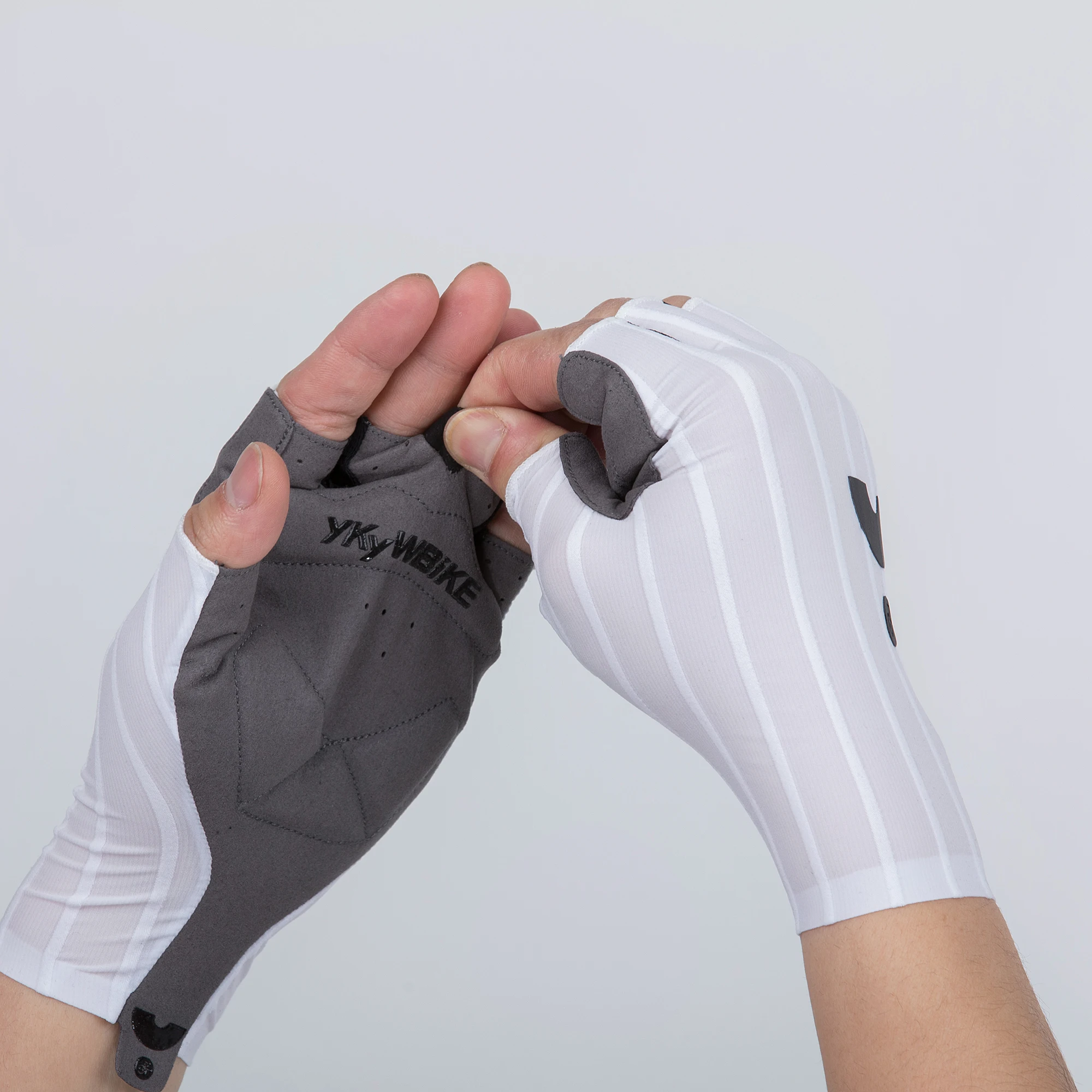 YKYWBIKE Guanti da ciclismo estivi Mezze dita intrecciate a righe aerodinamiche Guanti sportivi da bicicletta Guanti MTB per bici da strada ammortizzanti 6