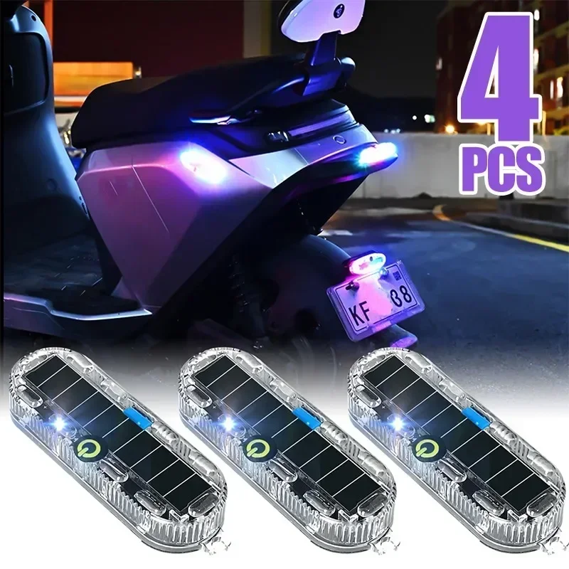 Nuova luce di avvertimento a LED per mortorcycle a energia solare Fanale posteriore per giro notturno per auto Luce stroboscopica anti-posteriore per bicicletta elettrica per moto 3