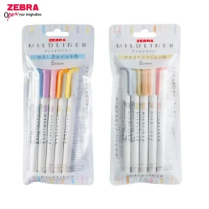 Giappone ZEBRA Mildliner Evidenziatore Pennarello a base d'acqua WKT7 Set di 5 colori Pastello Naturale Liner delicato Doppia punta per evidenziare 1