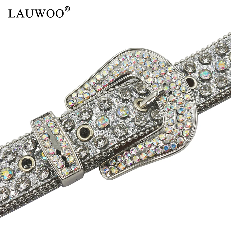 Cintura con rivetti con strass Cintura in PU glitterata Cintura per pantaloni jeans Hip Hop Cintura da cowboy punk Cinture da cowgirl per donna Uomo abbastanza fine 4