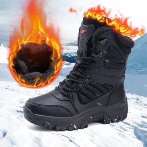 Stivali da neve invernali da uomo Scarpe da trekking calde e antiscivolo Scarpe sportive da trekking e da pesca all'aperto da uomo nuove con stivali da uomo in pile 1