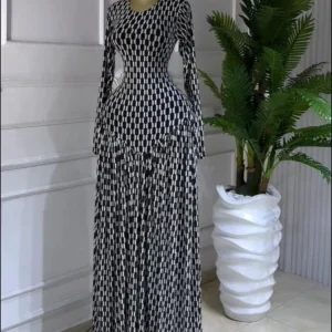 CM.YAYA Abito lungo lungo lungo svasato a maniche lunghe con scollo tondo scozzese da donna 2025 Abiti da vacanza per feste uniformi 1