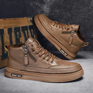 Stivali da uomo Scarpe invernali in cotone Scarpe casual alla moda alte Stivaletti di tendenza Piatte in gomma Versione coreana Scarpe per utensili Studente 1