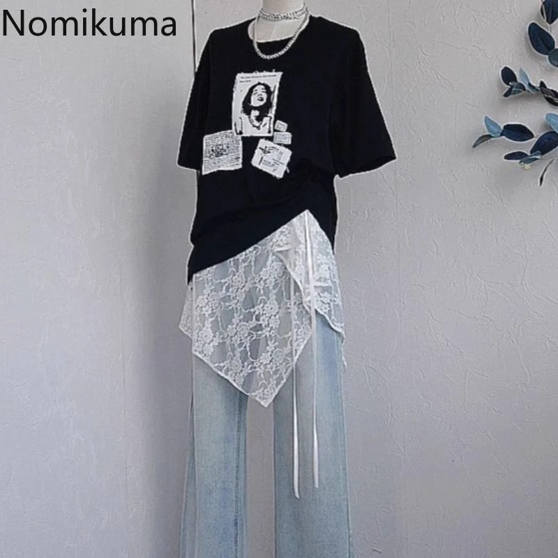 2025 Faldas Mujer De Moda Gonna estiva Abbigliamento donna Fasciatura in pizzo floreale Jupe Moda coreana Saia Irregolare Chic Y2k Gonne 3