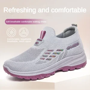 Primavera 2024 nuove scarpe da donna con suola morbida traspirante in un solo passaggio, antiscivolo e resistente all'usura, grigio viola rosso nero 1