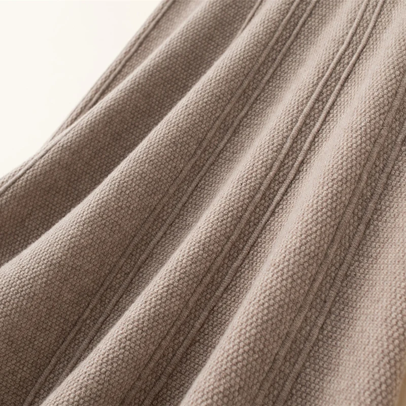 Autunno inverno abbigliamento donna gonna elastico a vita alta gonna a trapezio 100% lana Computer maglione lavorato a maglia gonna coreana a metà polpaccio 4