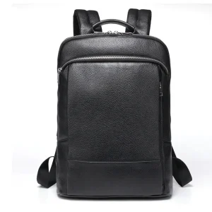 Zaino da uomo in vera pelle 100% naturale borsa da viaggio d'affari in pelle bovina sottile Laptop ricarica USB zaino antifurto scuola 1