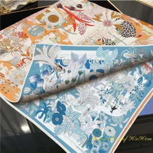 New Animal Paradise Giraffe Donna Twill di seta Bordo arricciato Double-sided Flush Colore diverso Sciarpa quadrata grande Donna di lusso 1