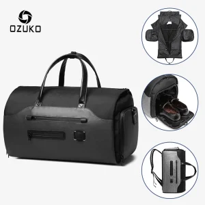 OZUKO Borsa da viaggio multifunzione per riporre abiti da uomo Borsa da viaggio di grande capacità Borsa da viaggio impermeabile da uomo Tasca per scarpe 1