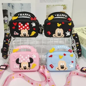 Borse a tracolla per bambini Disney Topolino Minnie Cartoni animati Borsa a tracolla Portamonete per ragazze Borsa quadrata piccola impermeabile in gel di silice 1