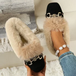 Mocassini autunno inverno da donna Caldi scarpe casual in peluche per interni ed esterni Scarpe basse antiscivolo morbide e comode 1