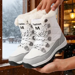Stivali da neve invernali da donna Caldi stivali da trekking da esterno antiscivolo foderati in pelliccia sintetica Calzature impermeabili per la stagione fredda Vendita calda 1