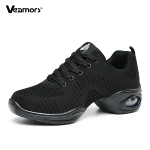Veamers scarpe da ballo moderne in rete intrecciata comode Sneakers donna suola morbida Sport Breath Modern Jazz Sports Feature Shoes 1