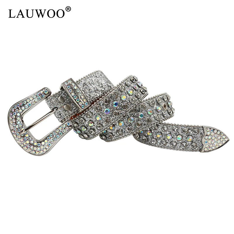 Cintura con rivetti con strass Cintura in PU glitterata Cintura per pantaloni jeans Hip Hop Cintura da cowboy punk Cinture da cowgirl per donna Uomo abbastanza fine 5