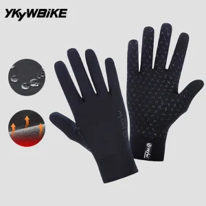YKYWBIKE guanti da ciclismo invernali uomo donna Touch Screen guanto da bici imbottito resistente all'acqua antivento caldo antiscivolo elastico da corsa 1